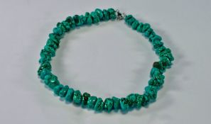 Turquoise Nugget Necklace, organic shaped pieces with an abundance of matrix, polished to smooth