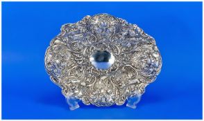 Victorian Large Stylised and Embossed Bon Bon Dish with stylised tulip and bird decoration.