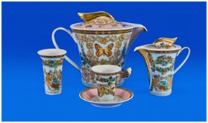 Rosenthal & Versace Porcelain, `Le Jardin De Versace` Pattern, Comprising Teapot, 7`` in height,