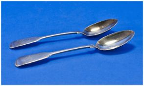 Victorian Pair Of Silver Table Spoons, Hallmark Exeter 1856. makers mark JO. 76.4 grams.