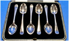 Northern Goldsmiths Silver Set Of 6 Teaspoons. Boxed, original. Hallmark Sheffield 1930.