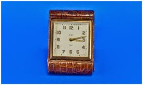 A Crocodile Skin Cased Alarm Clock (8 day). Smiths 1930/1940`s.