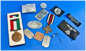 Mixed Lot of Military Items, comprising US army dogtags-Pt dated 1944, Kuwait liberation medal, WW1
