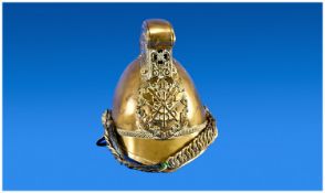 Early Twentieth Century Fireman`s Brass Helmet with chin scales and liner.
