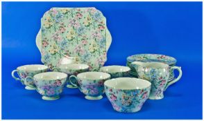 Shelley Melody Part Tea Set, circa 1950, each marked with pattern no. `13453`, comprising 5 cups, 6