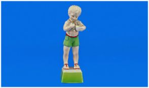 Royal Worcester Figure `Days Of The Week Series` `Fridays Child` boy. RW. loving & caring.  7`` in