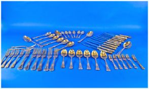 Osborne Canteen of Gold Plated Flatware, comprising six dinner knives, six dinner forks, six