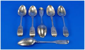 George III Set Of Six Silver Teaspoons. Hallmark London 1815. Makers mark IL HL CI. 4.5 ozs.