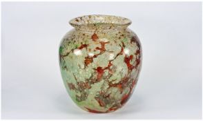 Vasant Type Baluster Glass Vase, with ground pontile with a green bubble effect, speckled with