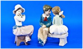 Nao by Lladro Figures, (two in total), comprising figure group First Love, and Young Girl with