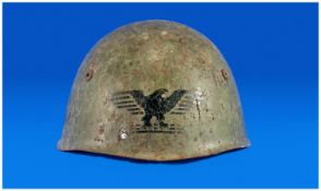 WW2 Italian Fascist Steel Helmet with battle damage.