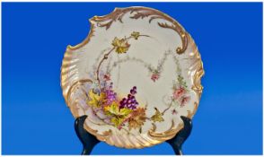 Royal Worcester Cabinet Plate, signed `W Hale`, depicting berry foliage scenes, with gilt