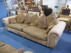 Contemporary Brown Leather Two Piece Suite, comprising two seater and three seater settees, both