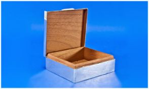 Silver Table Cigarette Box With Cedar Wood Interior And Engine Turned Cover. Hallmark Birmingham