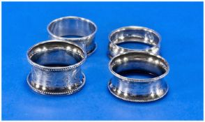 Collection of Four Silver Napkin Rings, all hallmarked for Birmingham, weight 32.5 grams.