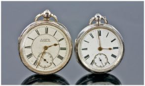 Victorian Silver Open Faced Pocket Watches, Key Wind. Two in total. Hallmark Birmingham 1896. Both