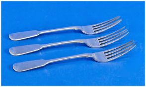 Three Victorian Irish Silver Forks, Hallmarked For Dublin u 1865, Makers Mark CC Christopher