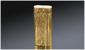 Dunhill Lighter, Engine Turned  And Bark Effect Gold Plated Case, Numbered D80224