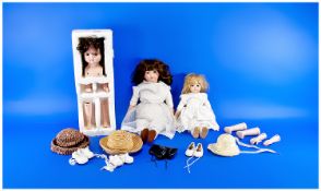 Two Various Bisque Head Dolls and bisque parts to make a further doll plus spare items similar, the