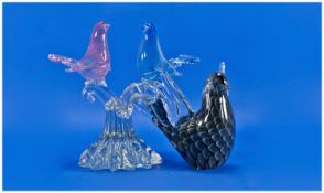V. Nason & Co. Murano Italian Glass Figure of a Bird, in a grey colourway, together with a figure