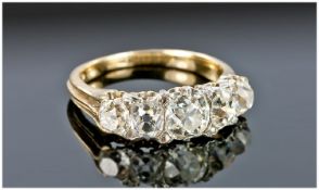 14ct Gold Diamond Ring, Set With Five Graduating Old Cut Diamonds In Gallery Mount, Estimated