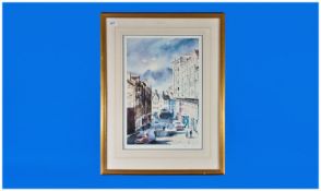 Limited Edition Print of a Street Scene, by Alan Reed.18/950. In a washed mount and gilt slip
