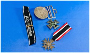 Mixed Lot of Military Items, comprising WW2 German War Merit Cross with Swords, SS cufftitle