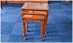 Nest of Three Tables, 20th century, raised on slender cabriole legs.