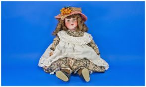 Armand Marseille Bisque Head Doll, model 390, sleeping blue eyes with original lashes plus painted