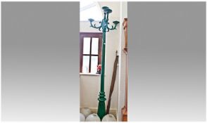 Large Three Branch Street Lamp, with central raise, complete with four shelves, 8 feet high.