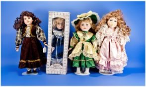 Selection of five collectable dolls. Includes 45cm (17 1/2``) no. 917 of 2000 Eibl Tamara, 2