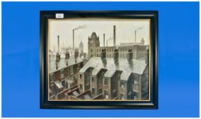 Steven Scholes 1953-, Title ``Roof Tops and Mills``. Artists no. 93135. Oil on canvas, signed and