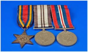 WW2 Group Of Medals, Comprising The Burma Star, War Medal & India Service Medal.