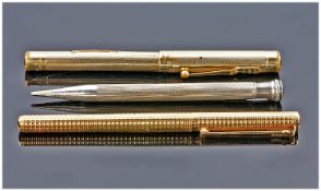 Swan Fountain Pen, Gold Plated Barrel And Cap, Engraved Name. Dated 1915. Together With An Elysee