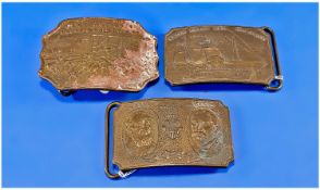 Collection Of Three American Buckles, Marked Wells Fargo & Company Express Banker, Wells Fargo And