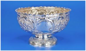 Victorian Fine Silver Ornate and Embossed Punch Bowl. Hallmarked London 1899. Makers mark J.W. 912.