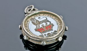 George IV Silver Shilling. Date 1826. Later Enamelled To One Side. Made into a locket.
