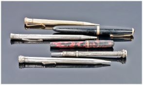 Mixed Lot Of Four Propelling Pencils And Two Fountain Pens, Mostly In Poor Condition & With Dents.