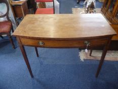 Late Georgian Mahogany Bow Fronted Side Table, in the manner of George Hepplewhite, fitted with