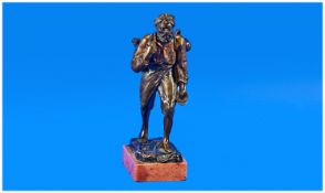 Austrian Cold Painted Bronze Figure of an Arab Man, well modelled and cast, with expressive,