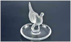 Lalique, Small Clear and Frosted Glass Figural Bird Dish. Signed Lalique, France to underside. 4