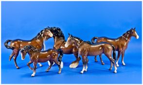 Five Various Horse Figures by Beswick. 2 a.f.