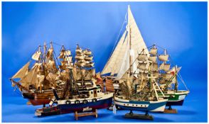 Collection Of 13 Model Boats, Some Named ``Flying Lady``, ``La Marie-Morgane``, ``Cuttysark``, ``