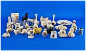 A Mixed Lot Of 45 Pieces Of Commemorative Pottery Items, Willow Art, Carlton Ware, Arcadian Ware,