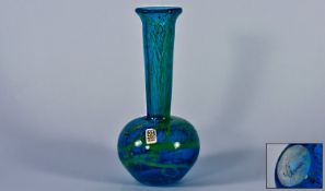 Mdina - Early Bud Vase. Signed Mdina to base plus Mdina label. c.1970`s. 6.5 inches high.