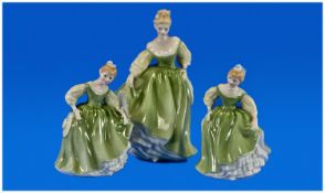 Royal Doulton Figure `Fair Lady` HN 2193, issued 1963-1996. 7.25`` in height. Together with Two