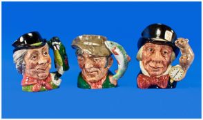 Royal Doulton Character Jugs, 3 in total. 1). ``Mad Hatter``, D6598, issued 1965-1983. Height 7.25