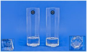 A Pair Of Rosenthal Studio Linie Medusa Longdrink 8 Sided Glasses, frosted Versace logo bottom.