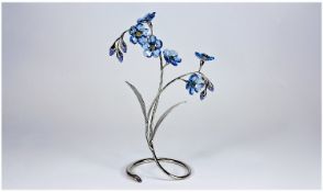 Swarovski Crystal Flower Display `Dunuba Sapphire` number 988071. Designer Yasmine Hurrel. 8.25``
