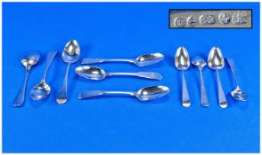 A Good Collection Of George III Silver Teaspoons. Newcastle Hallmarks. 10 in total. 1. 4 matching